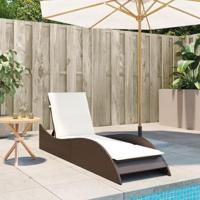 Ligbed met kussen 60x205x73 cm poly rattan bruin - thumbnail