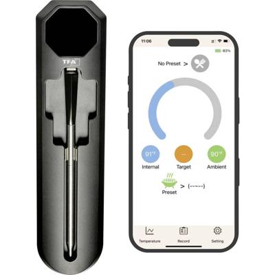 TFA Dostmann SMART BBQ KÜCHEN-CHEF 2 Gas, Grillwagen, Kogel, Combi, Mobiele gas-grill, Smoker, Zwenkbaar Barbecuethermometer Zwart