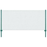 VidaXL Draadgaashek met palen 25x1 m staal groen - thumbnail