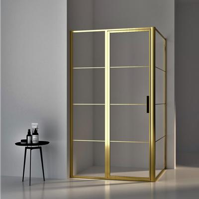 BWS Douchecabine Frame 90x120 cm 8 mm NANO Glas Geborsteld Messing Goud