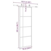 Schuifdeur met beslagset 76x205 cm ESG glas zwart - thumbnail