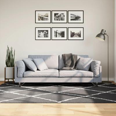 Vloerkleed shaggy hoogpolig modern 160x230 cm zwart en crme
