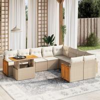 10-delige Loungeset met kussens poly rattan beige - thumbnail