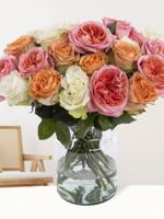 Mix boeket zalm-roze-wit | Rozen uit Ecuador - thumbnail