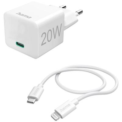 Hama USB-oplader 20.00 W 1x USB-C, 1x Apple Lightning Wit Binnen