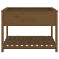 Plantenbak met schap 111,5x111,5x81 cm grenenhout honingbruin - thumbnail