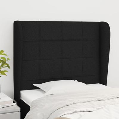 Hoofdbord met randen 83x23x118/128 cm stof zwart