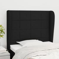 Hoofdbord met randen 83x23x118/128 cm stof zwart - thumbnail