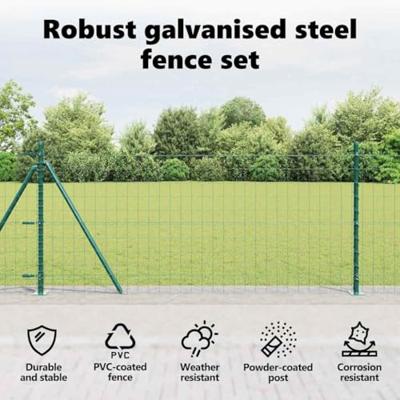 VidaXL Hek met paal groen 0,8 x 25 m staal en pvc