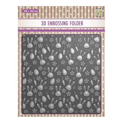 Nellie's Choice • 3d embossing folder achtergrond konijnen wortelen 15x15cm
