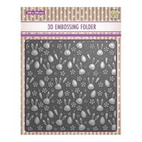 Nellie's Choice • 3d embossing folder achtergrond konijnen wortelen 15x15cm - thumbnail