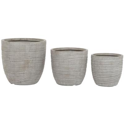 Plantenbakkenset Home ESPRIT Beige Glasvezel Magnesium 45 x 45 x 43 cm (3 Stuks)