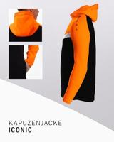 JAKO 6824 Jas Met Kap Iconic - Zwart/Fluo Oranje - S - thumbnail