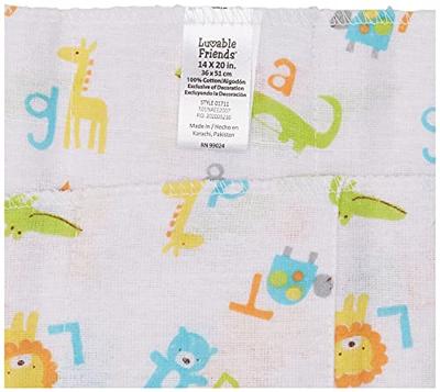 Luvable Friends Baby Layered Flannel Burp Cloth, Alphabet 4pk, One Size (Pack of 4)