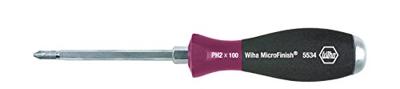 Wiha 55341 Schroevendraaier MicroFinish Phillips met doorgaande zeskantkling en massieve stalen kap PH1 x 80 mm - 29149