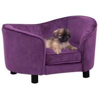 VidaXL Hondenbank 69x49x40 cm pluche bordeauxrood - thumbnail