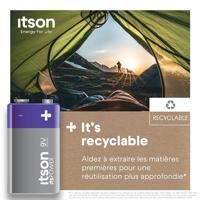 ITSON, 9V alkalinebatterijen, verpakking van 1 stuk, voor klokken, rookmelders, 6LR61IPO/1CP - thumbnail
