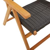 Tuinstoelen 6 st verstelbaar poly rattan en massief hout zwart - thumbnail
