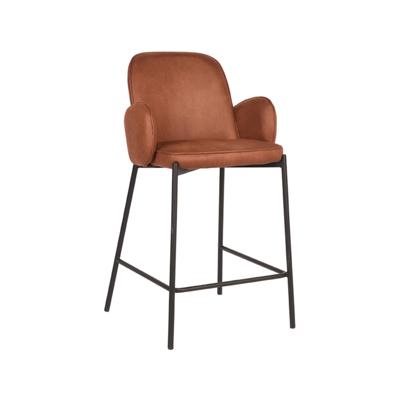 LABEL51 Barkruk 'Jari' Microfiber, kleur Cognac (zithoogte 65cm)