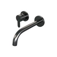 Brauer Gunmetal Edition Inbouw Wastafelmengkraan met Gebogen Uitloop en Rozetten Model D2 Gunmetal Geborsteld PVD - thumbnail