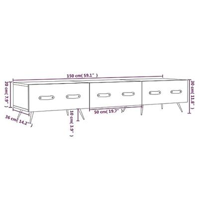 Tv-meubel 150x36x30 cm bewerkt hout grijs sonoma eikenkleurig
