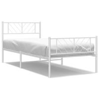 Bedframe met hoofd- en voeteneinde metaal wit 75x190 cm - thumbnail