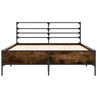 Bedframe bewerkt hout metaal gerookt eikenkleurig 140x200 cm - thumbnail