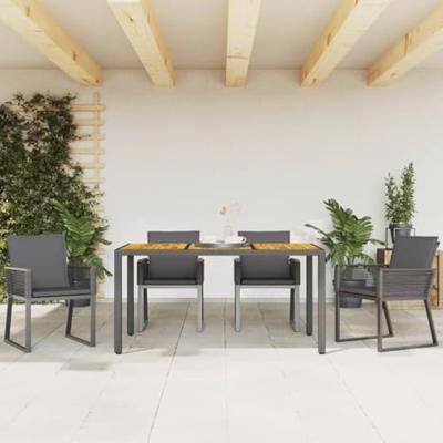 Tuinstoelen 4 st met kussens poly rattan zwart - thumbnail