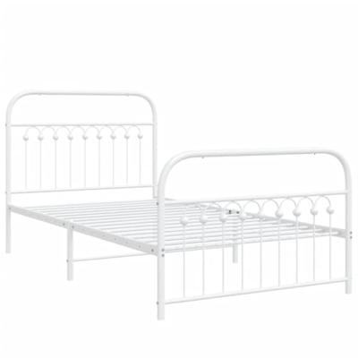 Bedframe met hoofd- en voeteneinde metaal wit 100x190 cm Bedframe met hoofd- en voeteneinde metaal wit 100x190 cm