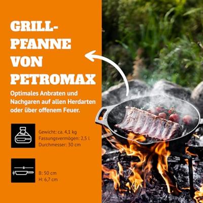 Petromax Grill Fire Skillet gp30 met steel bak-/braadpan Petromax Grill Fire Skillet gp30 met steel bak-/braadpan