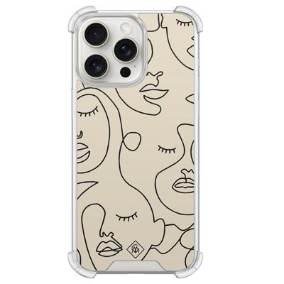 iPhone 15 Pro Max shockproof hoesje - Abstract face lines