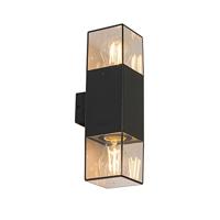 QAZQA Buiten wandlamp zwart met smoke kap 2-lichts IP44 - Denmark - thumbnail