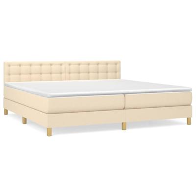 Boxspring met matras stof crèmekleurig 200x200 cm