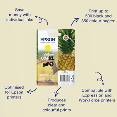 Epson inktcartridge 604 XL, 350 pagina&apos;s, OEM C13T10H44010, geel