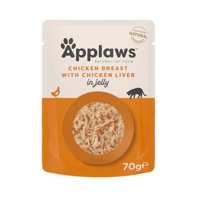 APPLAWS Chicken breast with chicken liver in jelly - nat kattenvoer - 70g