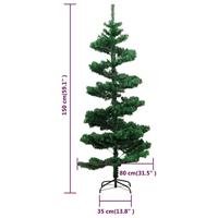 Kunstkerstboom met verlichting en standaard 150 cm PVC groen - thumbnail
