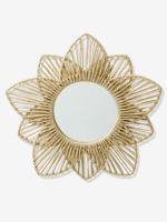Spiegel in de vorm van een bloem in papierkoord beige - thumbnail