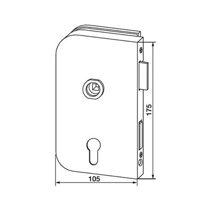 Glastürschloss OFFICE Junior LM silber elox.PZ DIN li.DORMA-GLAS