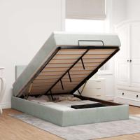 Ottoman bed met matras en LED's 140x190cm fluweel lichtgrijs - thumbnail
