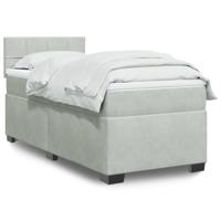 Boxspring met matras fluweel lichtgrijs 90x190 cm - thumbnail