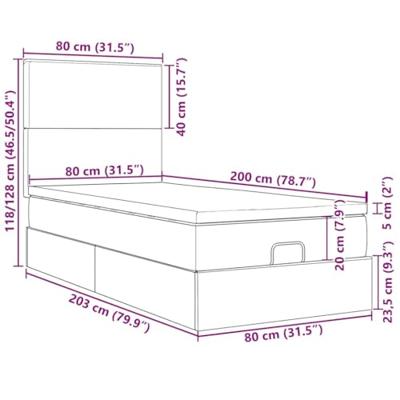 Ottoman bed met matrassen 80x200cm fluweel lichtgrijs