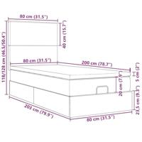Ottoman bed met matrassen 80x200cm fluweel lichtgrijs - thumbnail