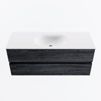 MONDIAZ VICA 120cm badmeubel onderkast Antracite 2 lades. Wastafel MOON midden zonder kraangat, kleur Talc. - thumbnail