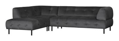 WOOOD Hoekbank 'Lloyd' Links, Velvet, kleur Cast Iron