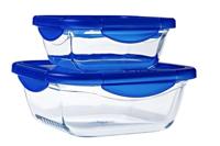 Set van 2 vierkante bewaardozen - PYREX - COOK & GO - Luchtdicht - 0,8 L en 1,9 L - Glas - thumbnail