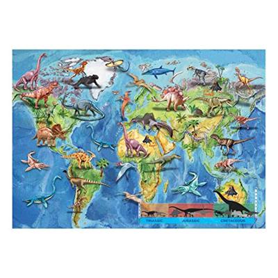 Puzzel wereldkaart dino's - 150 stuks - EDUCA blauw