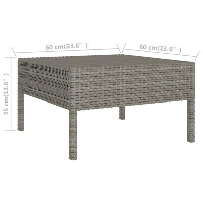 5-delige Loungeset met kussens poly rattan grijs - thumbnail