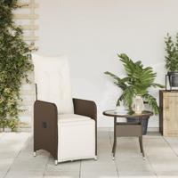 Tuinstoel verstelbaar met kussens poly rattan bruin - thumbnail