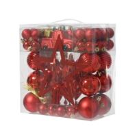 Decoris Kerstboom Decoratie 67-delig Rood - thumbnail