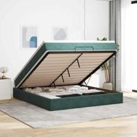 Ottoman bed met matras 180x200 cm fluweel donkergroen - thumbnail